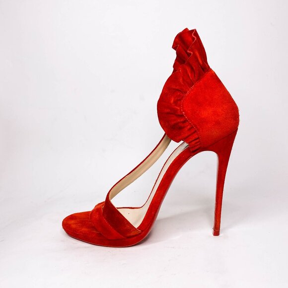 Louboutin Colankle Red Suede Sandals - Picture 2 of 10